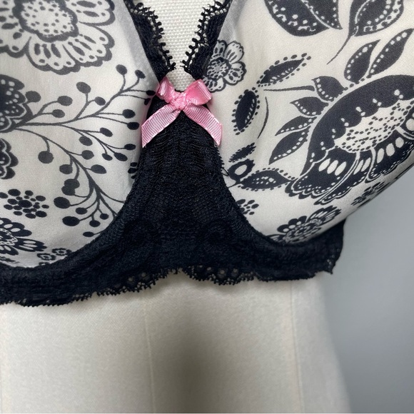 Victoria’s Secret Dream Angels Lined Demi‎ Bra 38 D Black & Ivory w/Lace Trim - Picture 2 of 12